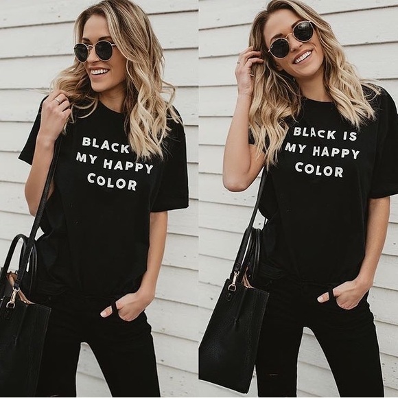 Vici Black is my Happy Color Graphic Tee - Picture 1 of 11